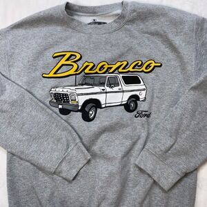 Ford Bronco Graphic Sweatshirt Medium Gray 70s Trucker‎ Oversized Style Pullover